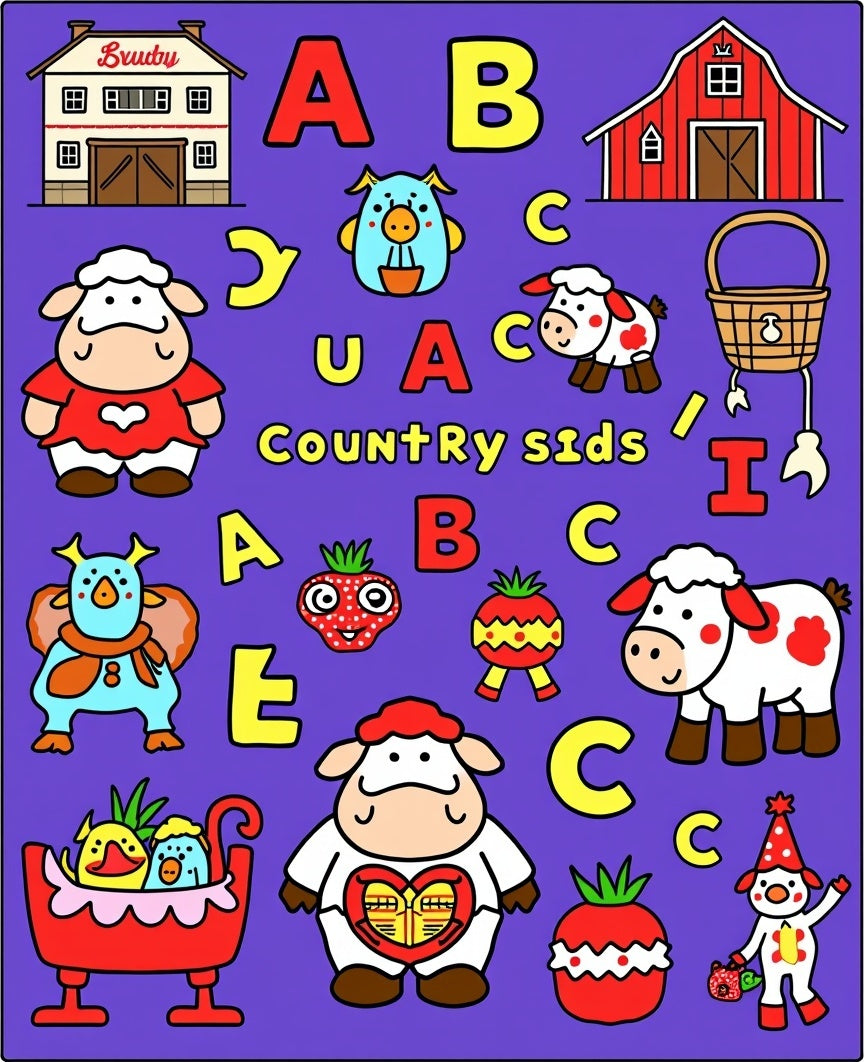 Country Animals Alphabet Fun Rug