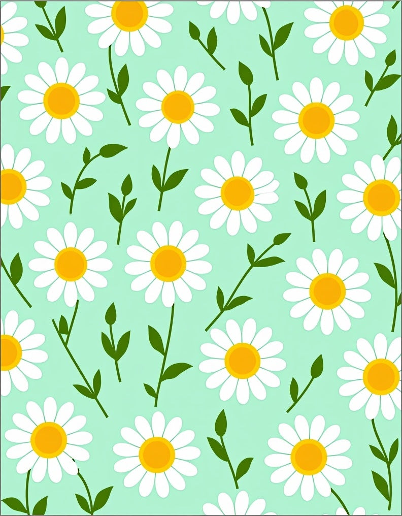 Ditsy Daisy Flowers On Mint Background Rug
