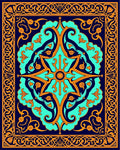 Cyan Orange Sunburst Medallion Rug