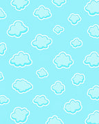 Playful Sky Blue Cloud Scatter Rug