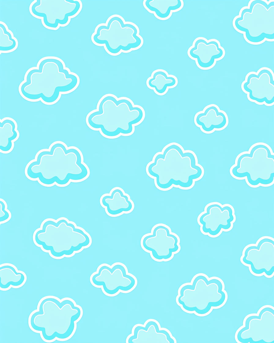 Playful Sky Blue Cloud Scatter Rug