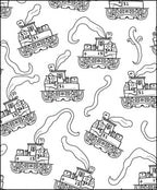 Whimsical Train Smoke White Overlay Rug