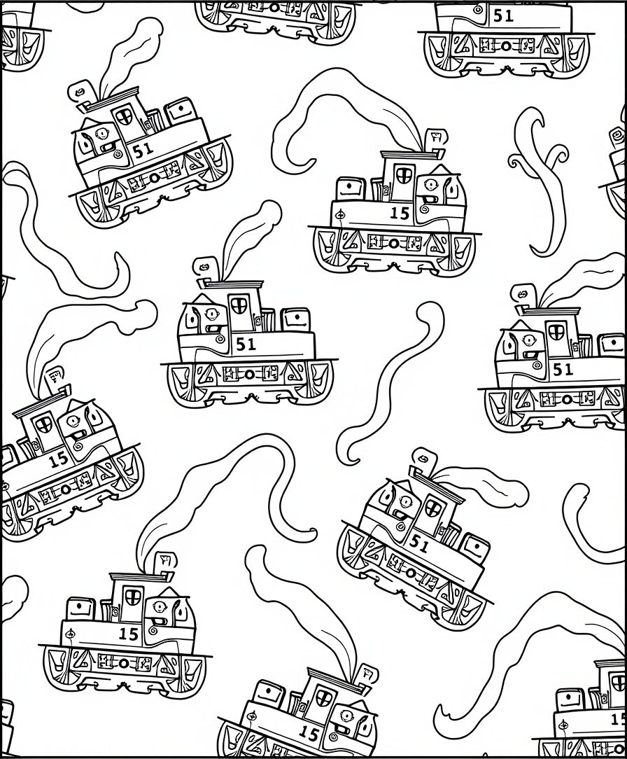 Whimsical Train Smoke White Overlay Rug