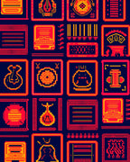 Red Yellow Pixelated Gallery Rug