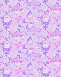 Whimsical Purple Cream Character Collage Rug
