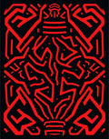 Bold Red Abstract Labyrinth Rug