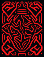 Bold Red Abstract Labyrinth Rug