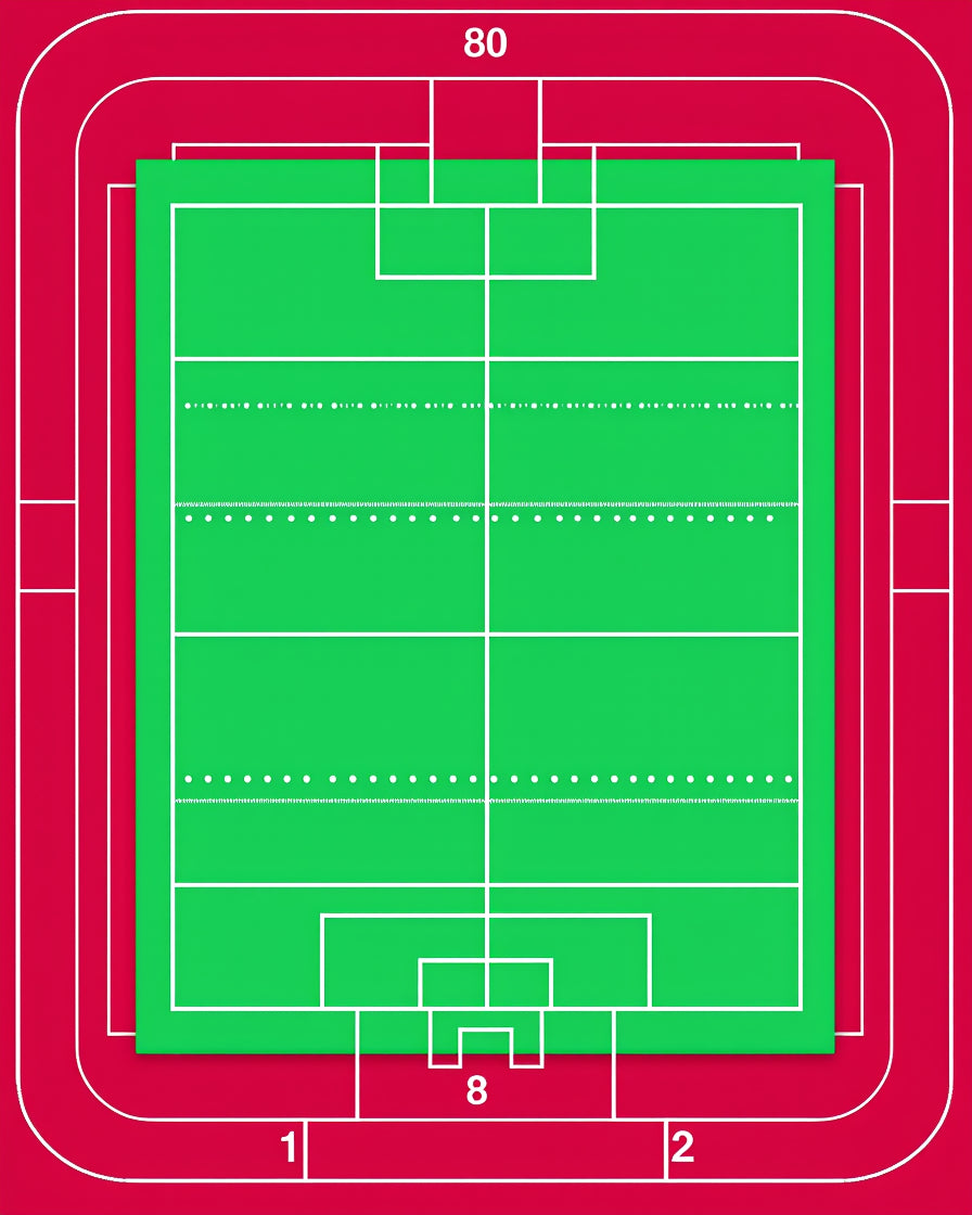 Field Green White Line Court Rug