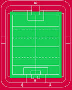 Field Green White Line Court Rug