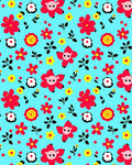 Whimsical Red Yellow Flower Friends Rug