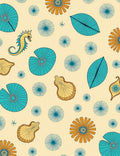 Aqua Orange Seahorse Floral Medallion Rug