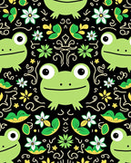 Whimsical Frog Lily Pad Botanical Garden Rug
