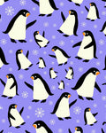 Charming Purple Penguin Snowflakes Repeat Rug