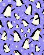 Charming Purple Penguin Snowflakes Repeat Rug