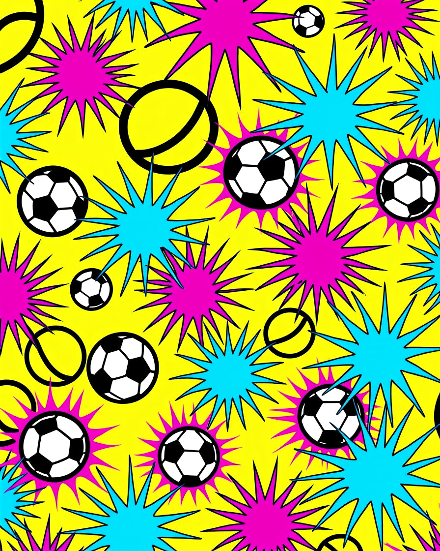 Bright Yellow Soccer Balls Explosion Rug