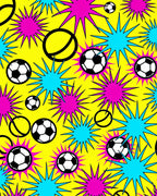 Bright Yellow Soccer Balls Explosion Rug