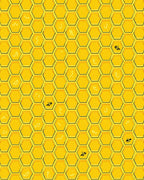 Golden Hexagon Bee Swarm Rug