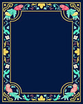 Coral Fish Teal Foliage Border Rug