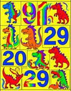 Vibrant Rainbow Dinosaur Numbers Rug