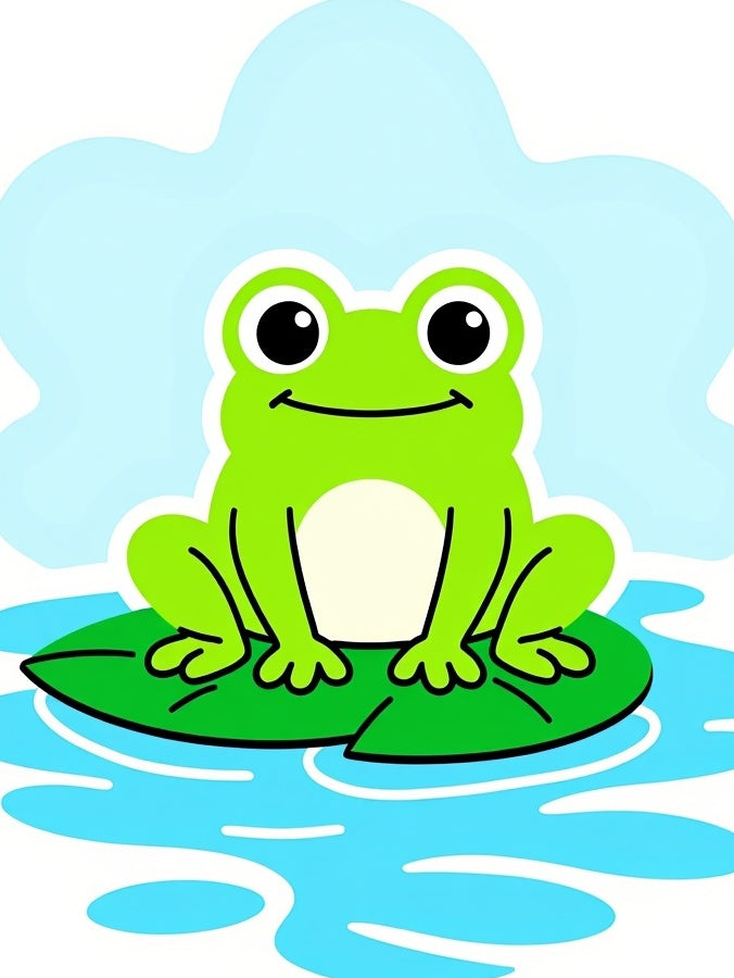 Cute Green Frog On Lily Pad Rug