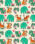 Cheery Teal Elephant Jungle Animals Rug