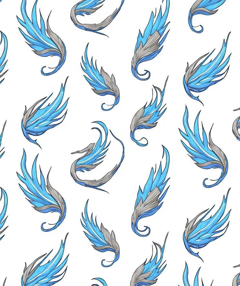 Majestic Blue Feathered Wings Pattern Rug