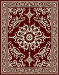 Crimson Cream Ornate Floral Mandala Rug