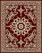 Crimson Cream Ornate Floral Mandala Rug
