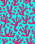 Aqua Pink Coral Branch Art Rug