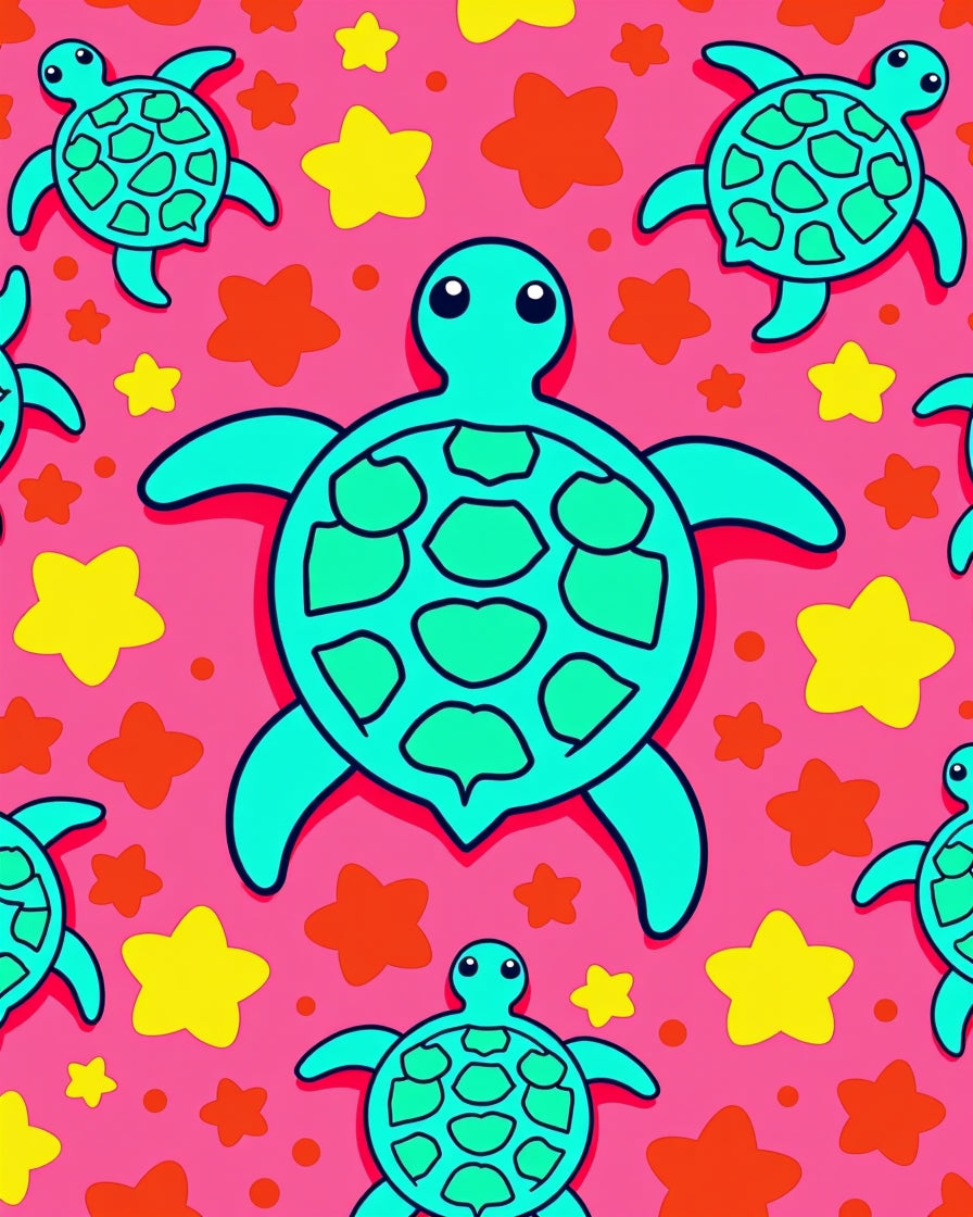 Aqua Turtle Starburst Pink Rug