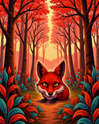 Whimsical Red Fox Forest Path Rug