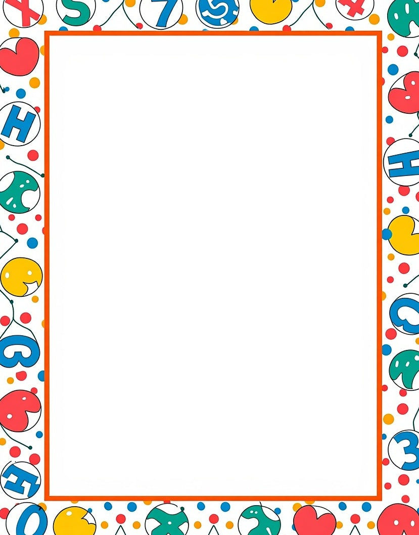 Playful Alphabet And Numbers Border Rug