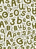 Olive Green Alphabet Scattered Comical Layout Rug