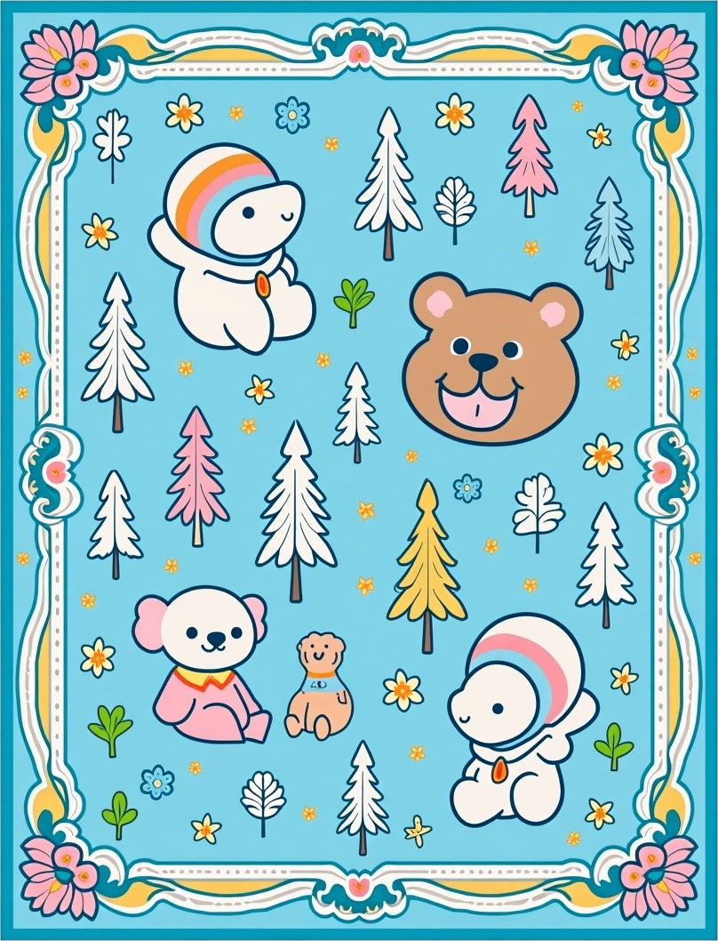 Whimsical Cute Animal Forest Woodland Rug