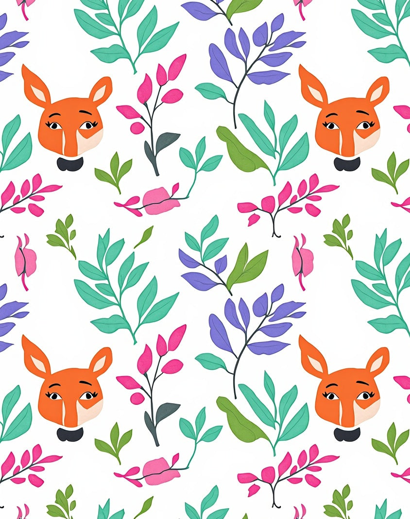 Whimsical Fox Foliage Garden Rug