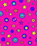 Vibrant Pink Starburst Circles Rug
