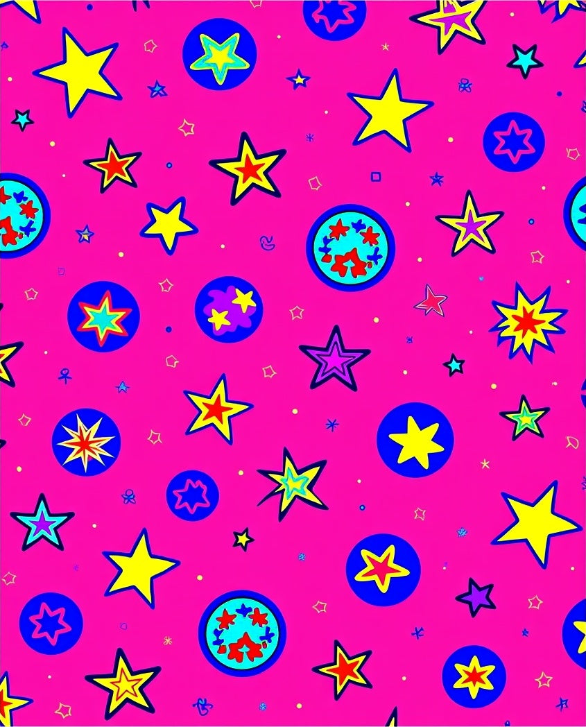 Vibrant Pink Starburst Circles Rug