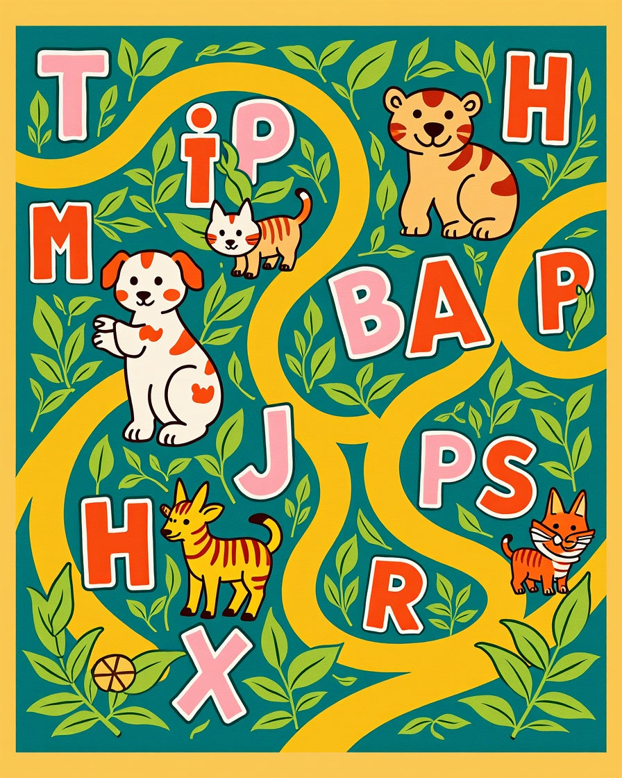 Whimsical Animals Alphabet Jungle Rug