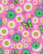 Pink Floral Butterfly Garden Rug