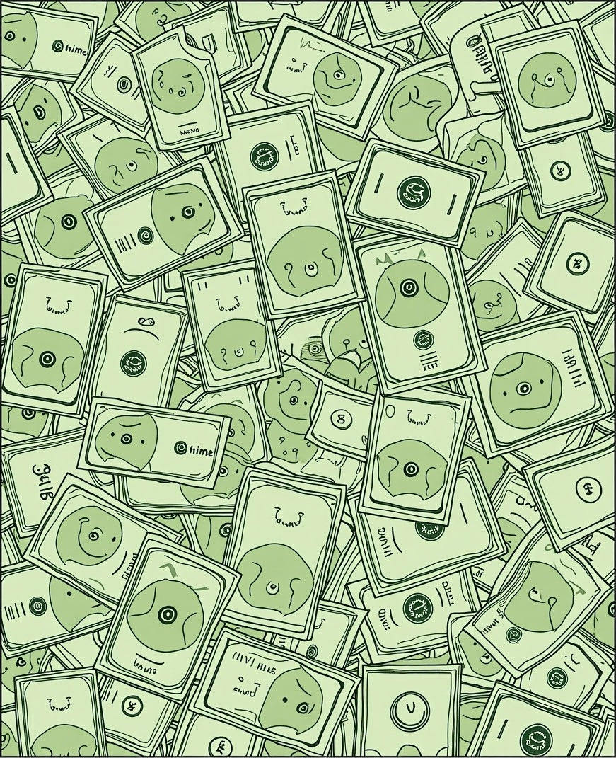 Whimsical Green Character Collage Rug