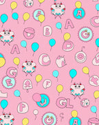 Whimsical Pink Alphabet Balloon Creatures Rug