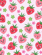Cute Strawberry Flowers On Pink Rug
