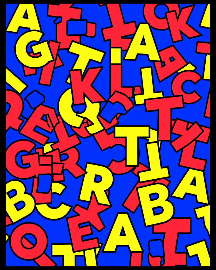 Red Yellow Blue Alphabet Chaos Rug
