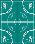 Teal Hockey Rink Players Medallion Rug