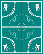 Teal Hockey Rink Players Medallion Rug