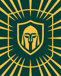 Emerald Gold Spartan Warrior Emblem Rug