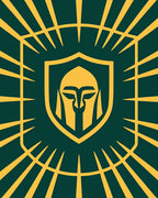 Emerald Gold Spartan Warrior Emblem Rug