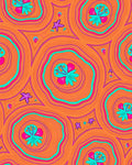 Psychedelic Orange Floral Starfish Swirls Rug