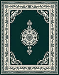 Forest Green Cream Floral Medallion Rug