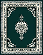 Forest Green Cream Floral Medallion Rug
